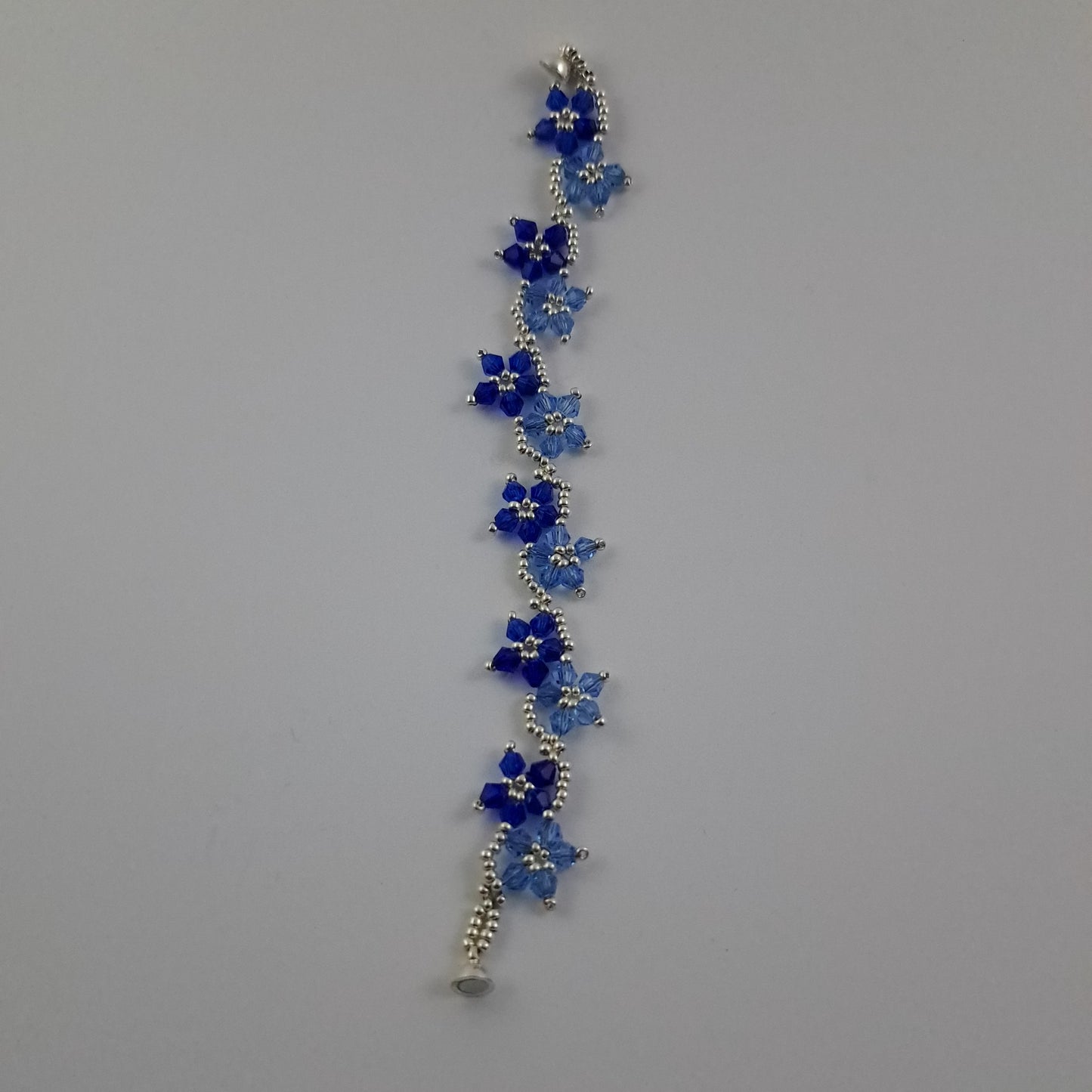 Blue and silver flower bracelet