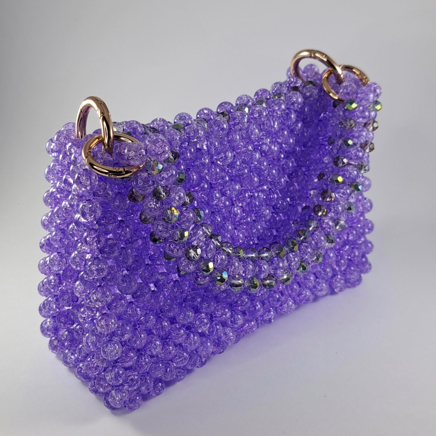 Lilac Crackle Bead Bag