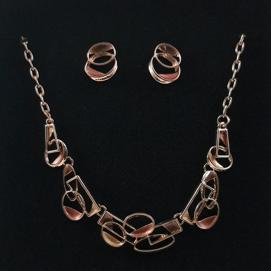 Pink unique necklace and earrings set