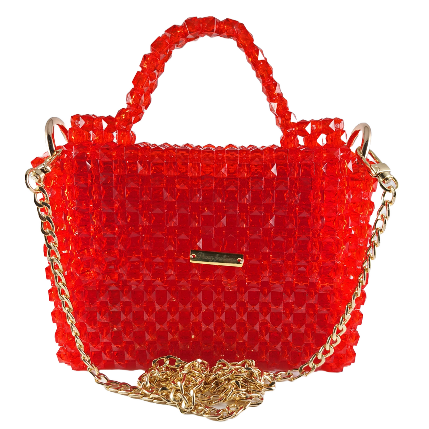 Red beaded handbag