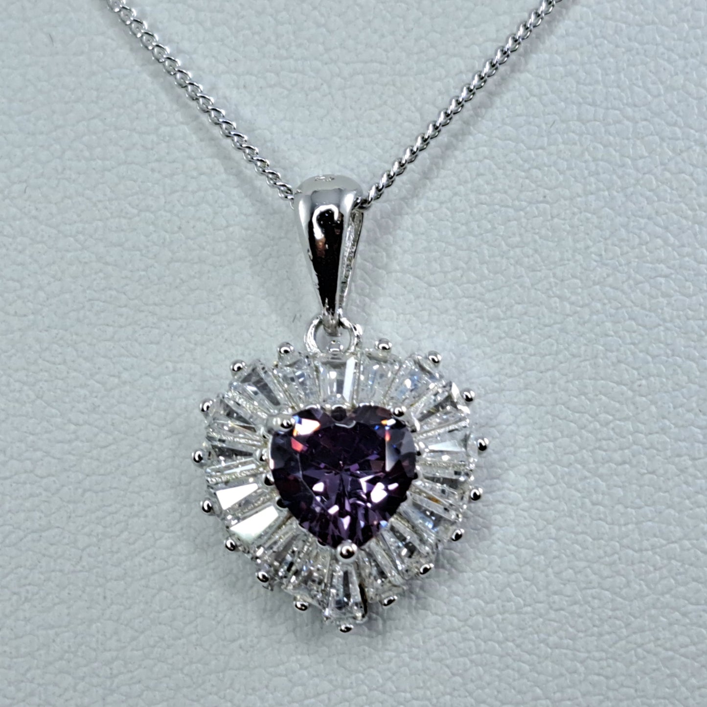 Sterling Silver Amethyst Heart Pendant