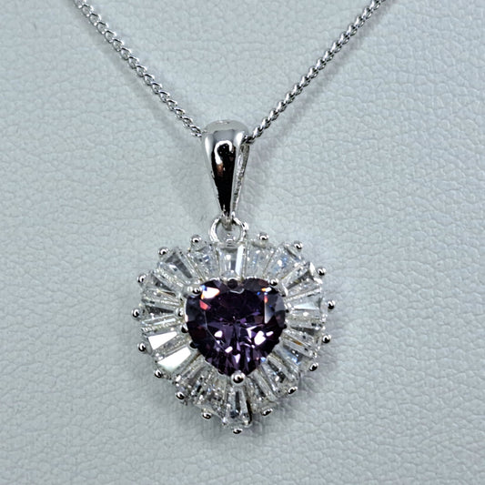 Sterling Silver Amethyst Heart Pendant