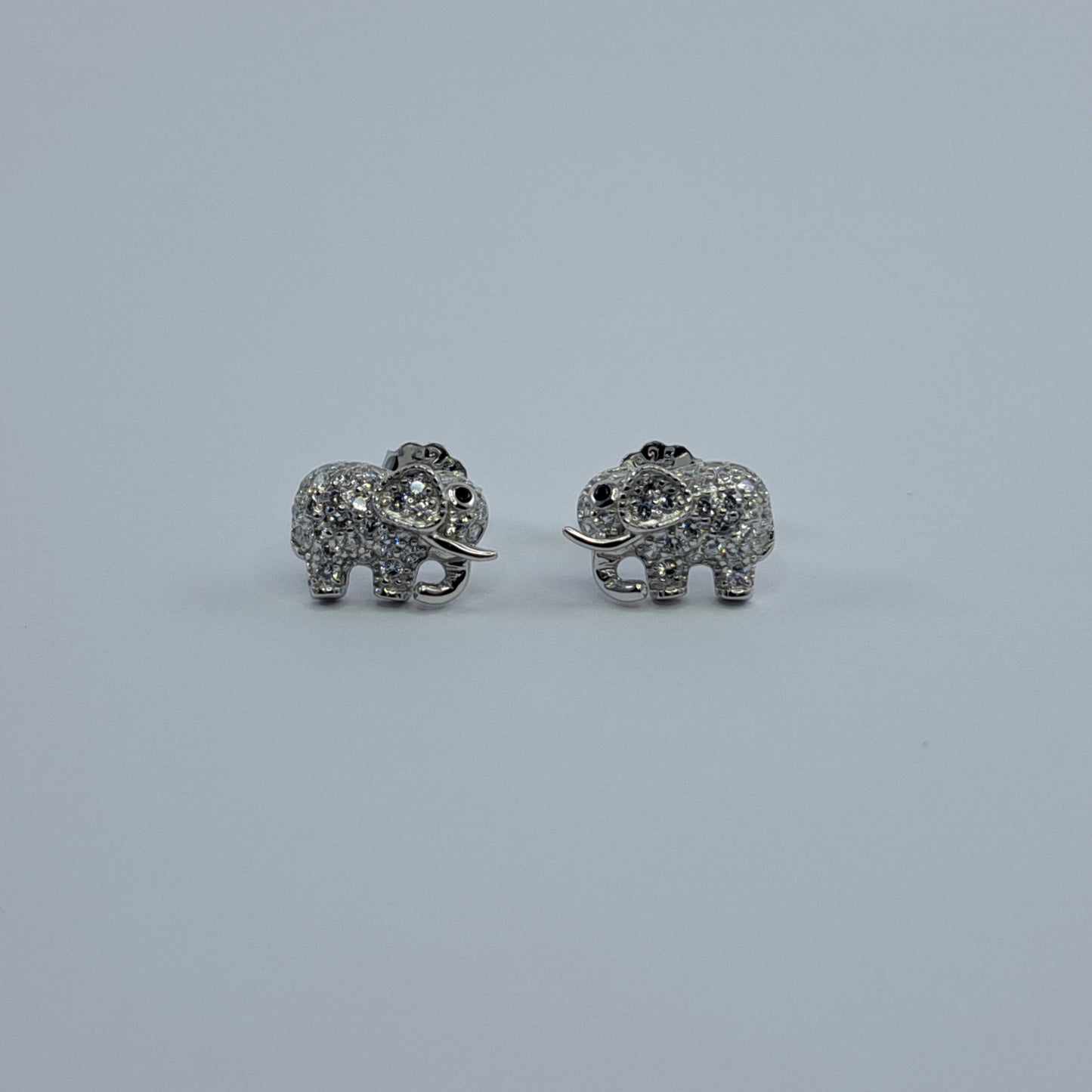 Sterling Silver Elephant CZ Earrings