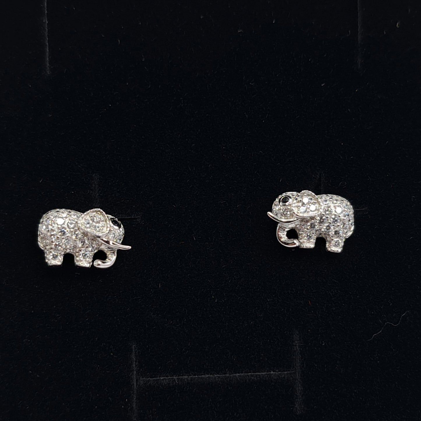 Sterling Silver Elephant CZ Earrings