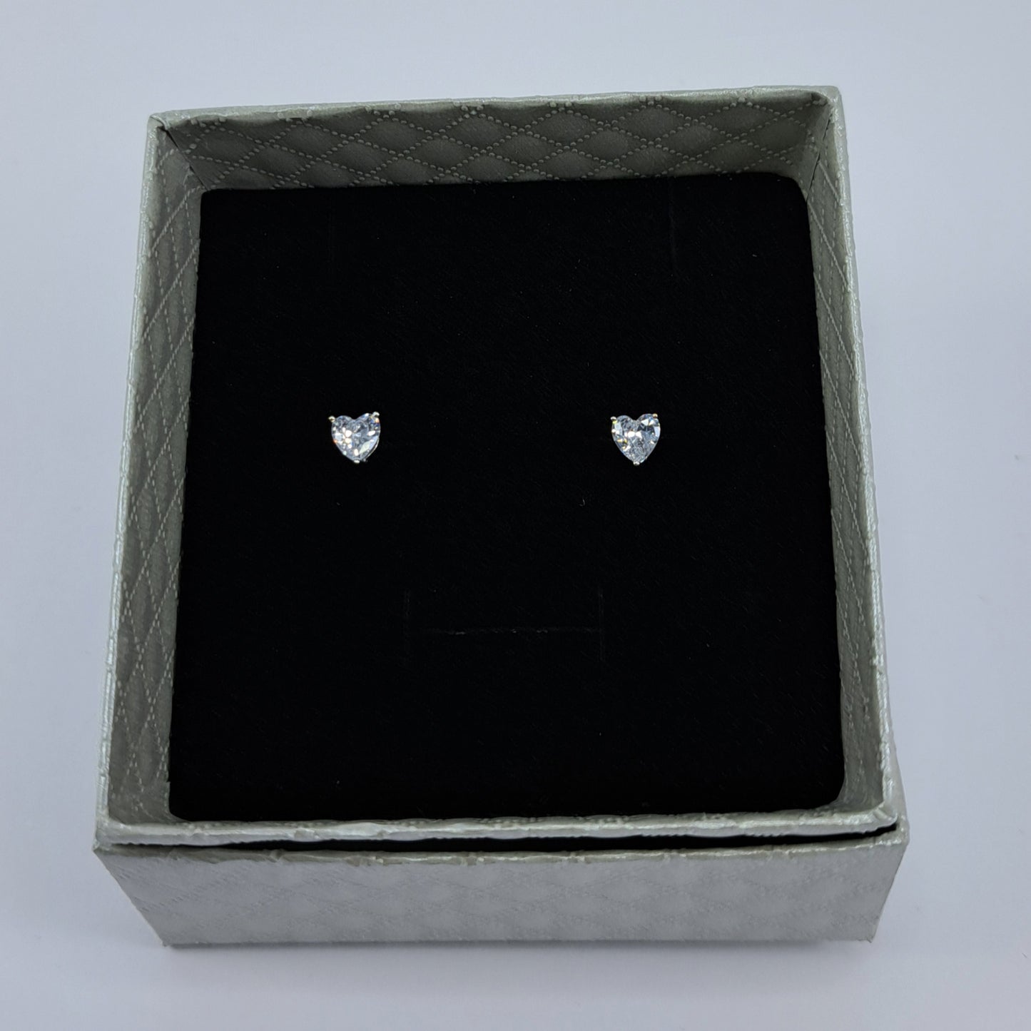 Sterling Silver Heart CZ Stud Earrings