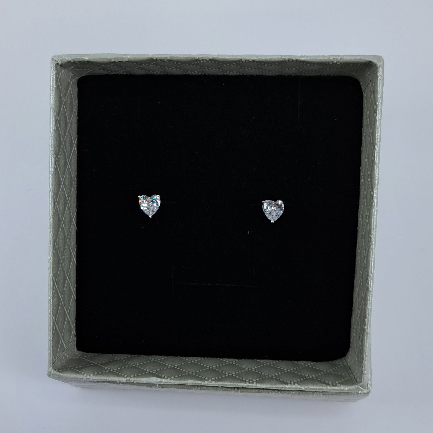 Sterling Silver Heart CZ Stud Earrings