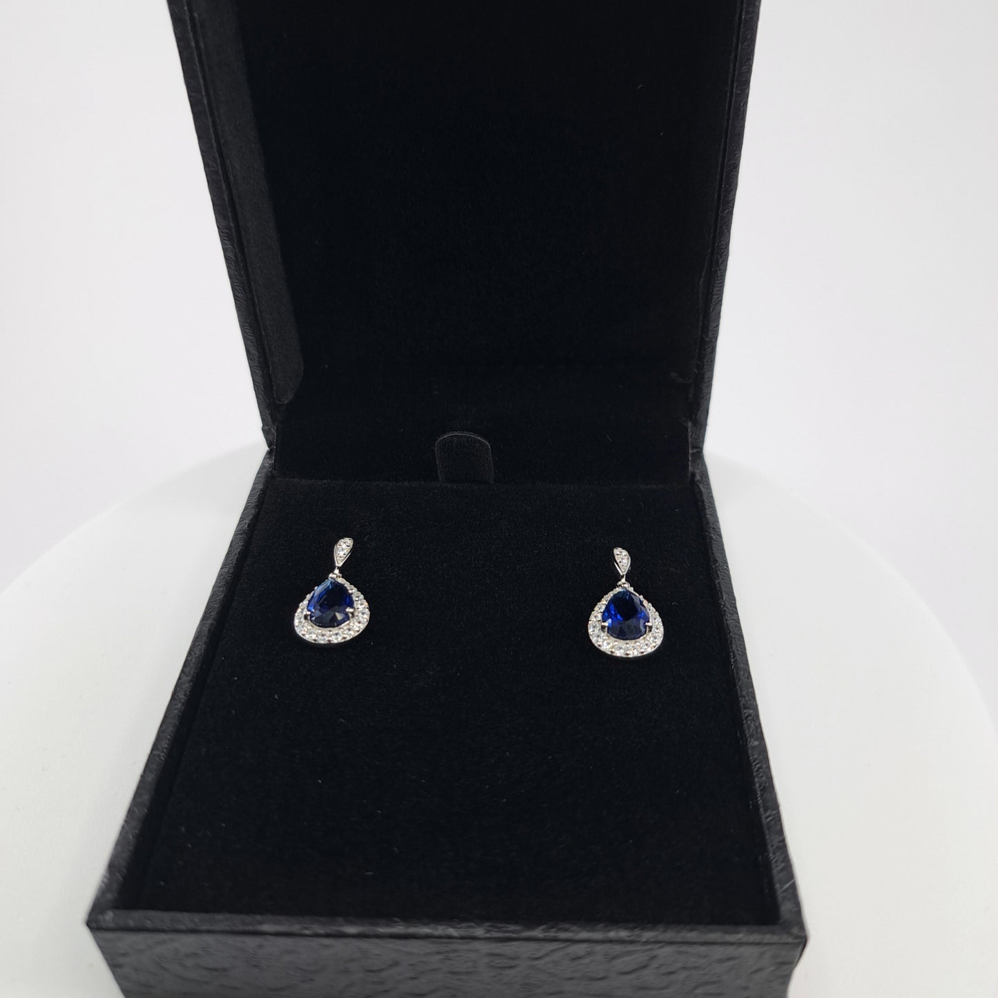 Sterling Silver Sapphire CZ Teardrop Earrings