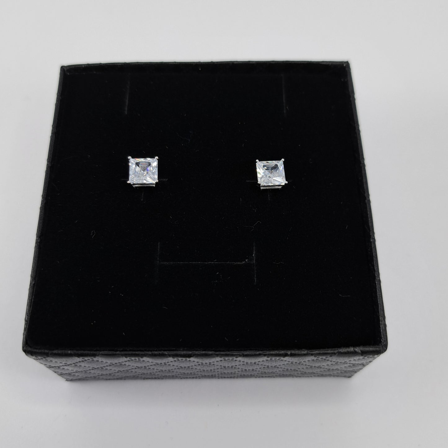 Sterling Silver Square 6mm CZ Stud Earrings