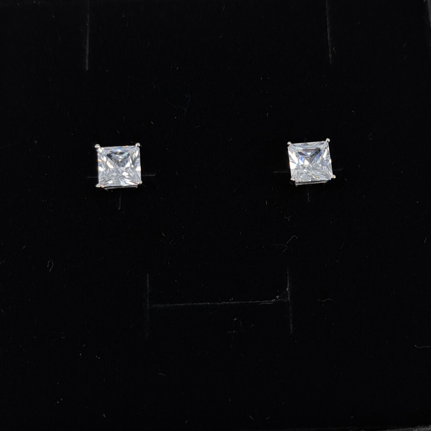 Sterling Silver Square 6mm CZ Stud Earrings